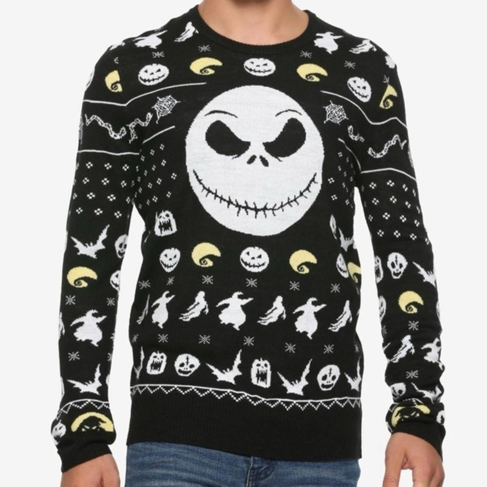 Disney Nightmare Before Christmas Jack Skellington Crewneck Sweater Size L
